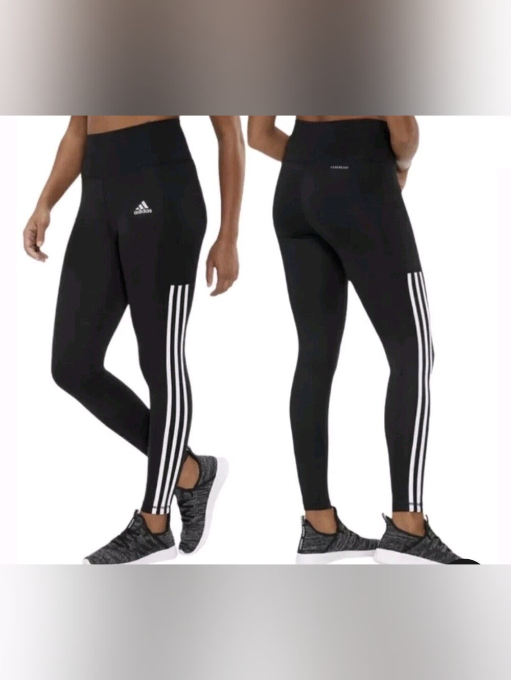 Adidas AEROREADY High Rise 3-Stripe Leggings Black Pocket Full Length Large